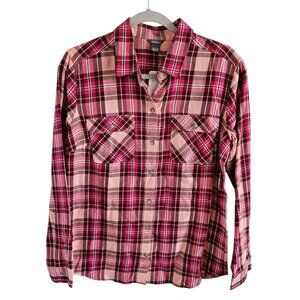 Eddie Bauer NWT Woman Size M Plaid Firelight Flannel Button Up Shirt Outdoors